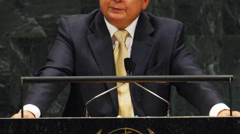 Lech Kaczyński mówi na forum Zgromadzenia Ogólnego o problemie globalnego ocieplenia