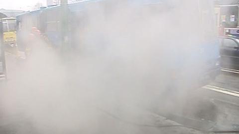 Pożar autobusu w centrum Katowic