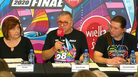 Jerzy Owsiak at a press conference regarding the charity's spending plans