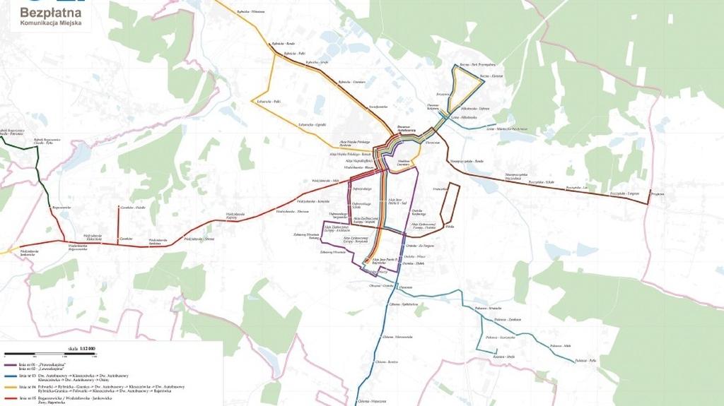 Mapka linii autobusowych 