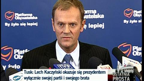 Tusk: Prezydent przekroczył kolejną granicę