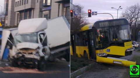 Ciężarówka zderzyła się z autobusem. 8 osób rannych