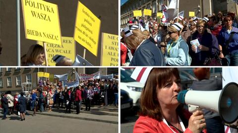 Pielęgniarki protestowały pod Urzędem Wojewódzkim we Wrocławiu