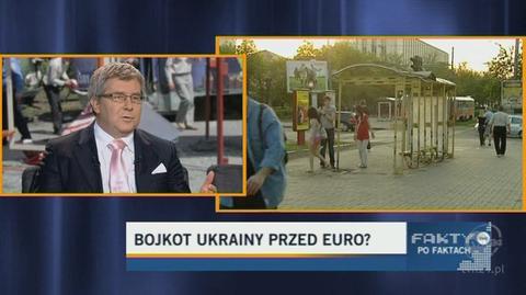 Czarnecki: Sprawa Julii Tymoszenko nie zachęca do odwiedzenia Ukrainy w czasie mistrzostw. (TVN24)