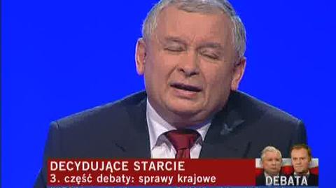 Donald Tusk dopomina się o tanie państwo - Trzymamy z daleka od władzy LiD i Samoobronę, to jest tanie państwo - odpowiada Jarosław Kaczyński