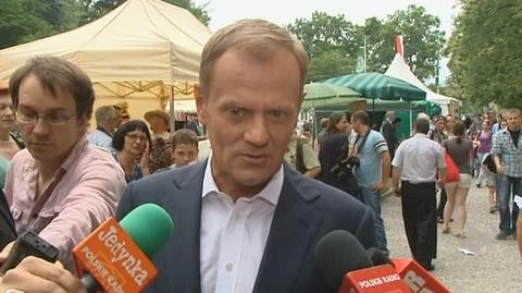 Donald Tusk podczas pikniku "Poznaj Dobrą Żywność" (TVN24)