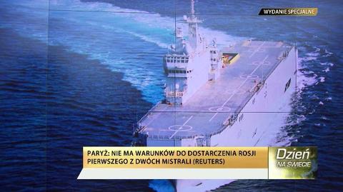 Francja nie dostarczy pierwszego z dwóch okrętów wojennych mistral, które zamówiła Rosja