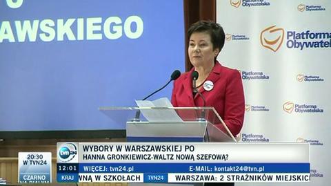 Gronkiewicz-Waltz nową szefową PO w Warszawie 
