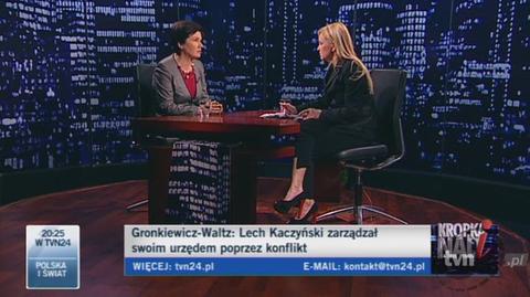 Gronkiewicz-Waltz o prezydenturze Lecha Kaczyńskiego/TVN24