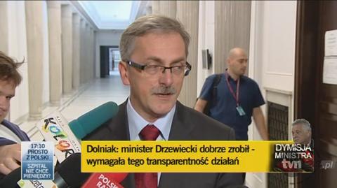 Grzegorz Dolniak: Drzewiecki zachował się odpowiedzialnie