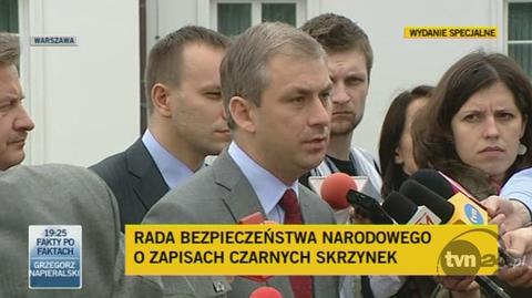 Grzegorz Napieralski po opuszczeniu posiedzenia RBN (TVN24)