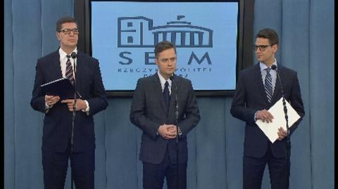Hofman, Kamiński, Rogacki tłumaczą się w Sejmie. Całość konferencji