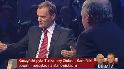 J. Kaczyński: Czy Ziobro i Kamiński powinni zostać? - Walka z korupcją to likwidacja zbędnych przepisów i zaufanie do ludzi - odpowiada D.Tusk