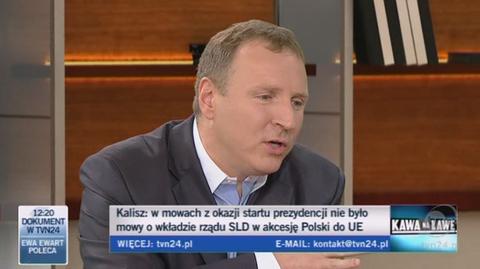Jacek Kurski nie chce prezydencji -zabawki, Eugeniusz Kłopotek - przenoszenia "wojenki" do Brukseli (TVN)