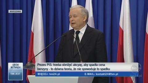 Jarosław Kaczyński apeluje o obniżenie akcycy na paliwo (TVN24)