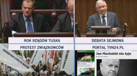 Jarosław Kaczyński krytykuje politykę zagraniczną rządu (TVN24)