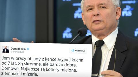 Jarosław Kaczyński o "wręcz ohydnych" obiadach w kancelarii premiera