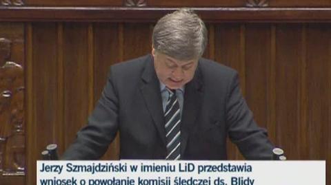 Jerzy Szmajdziński (LiD) przedstawia wniosek o powołanie komisji śledczej ws. Blidy (6 XII 2007)