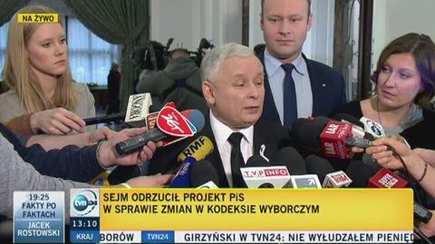 Kaczyński: ci którzy zagłosowali za odrzuceniem projektu PiS zmian w Kodeksie wyborczym "nie chcą uczciwych wyborów"