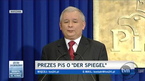 Kaczyński oburzony artykułem w "Der Spiegel"