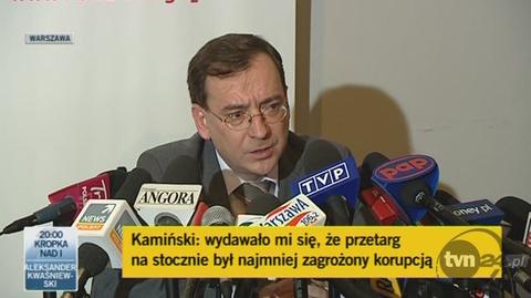 Kamiński o przetargu na majątek stoczni/TVN24
