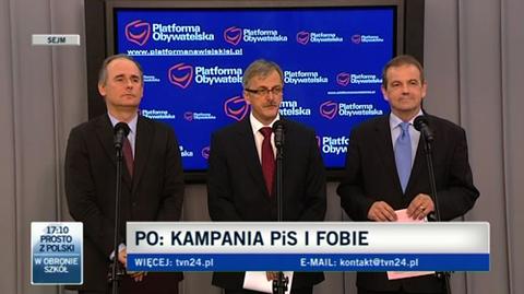 Konferencja PO pod nazwą "Jarosław Kaczyński szkodzi Polsce?"
