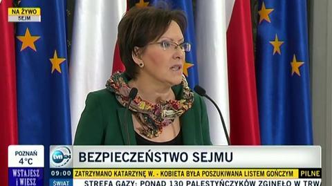 Kopacz: będziemy rozmawiać o ogrodzeniu Sejmu 