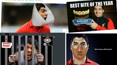 Luis Suarez znów gryzie, internauci się śmieją
