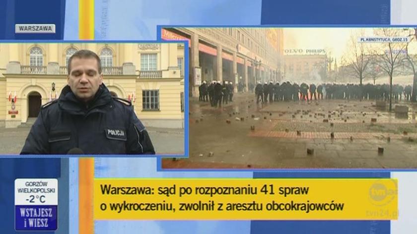 Maciej Karczyńki, rzecznik stołecznej policji o działaniach funkcjonariuszy/TVN24