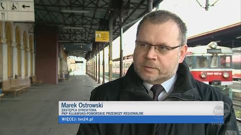 Marek Ostrowski, zastępca dyrektora PKP Przewozy Regionalne w kujawsko-pomorskim (TVN24)