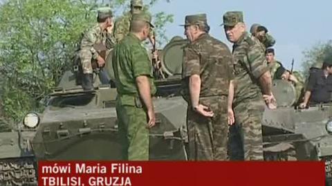 Maria Filina relacjonuje sytuację w Osetii Płd. (fot. TVN24)