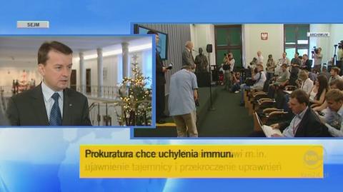 Mariusz Błaszczak o zarzutach prokuratury (TVN24)