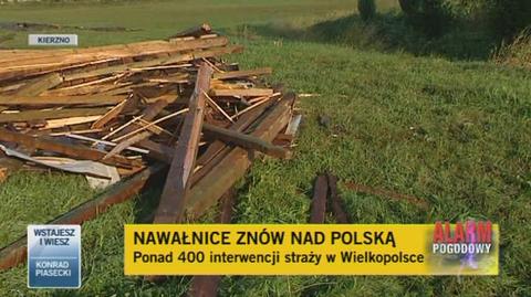 Mieszkańcy Kierzna (Wielkopolska) sprzątają po burzy (TVN24)