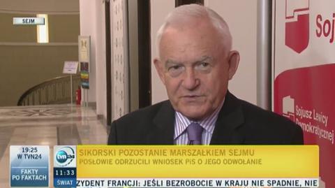 Miller: Nie głosowaliśmy, bo nie chcieliśmy głosować za kandydatem PiS na marszałka