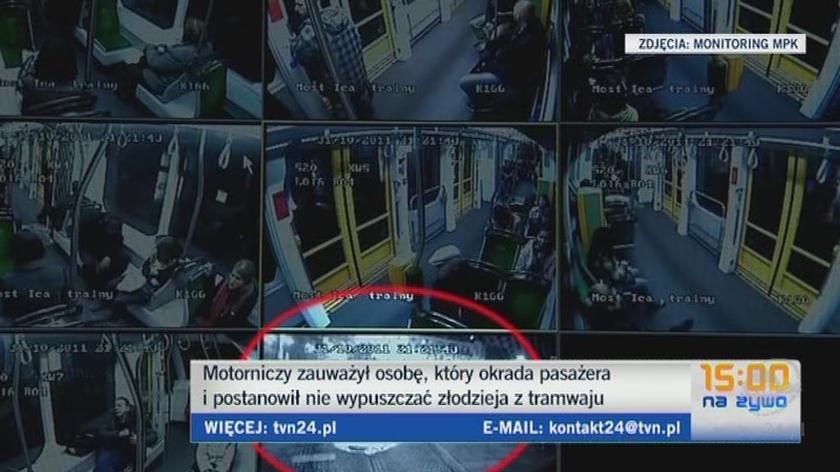 Motorniczy tramwaju o zatrzymaniu złodzieja