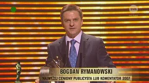 Nagrodę odbiera Bogdan Rymanowski (TVN)