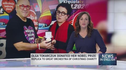 Olga Tokarczuk donates Nobel Prize replica to WOŚP charity