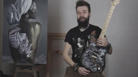 Polandrockowa gitara pomalowana przez Szymona Chwalisza