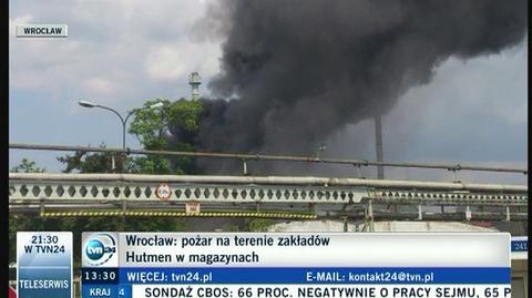 Pożar na terenie zakładów Hutmen we Wrocławiu