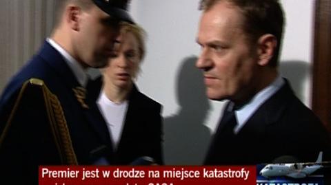 Premier Donald Tusk przed wylotem do Mirosławca