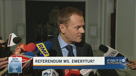 Premier Tusk jest przeciw referendum ws. wieku emerytalnego (TVN24)
