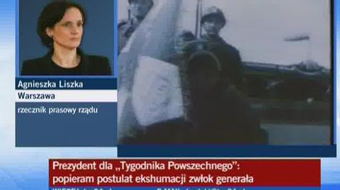 "Premier w pełni p[opiera inicjatywę ekshumacji gen. Sikorskiego" - poinformowała rzeczniczka rządu Agnieszka Liszka