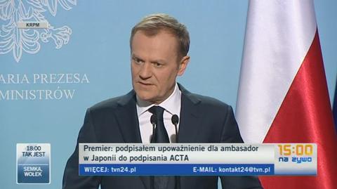 Premier zapewnił, że ws. ACTA przeprowadzono wiele konsultacji (TVN24, 24 stycznia)