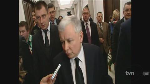 Prezes PiS wyszedł pod koniec wystąpienia Tuska