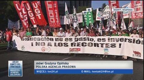 Protest "oburzonych" w Hiszpanii (TVN24)