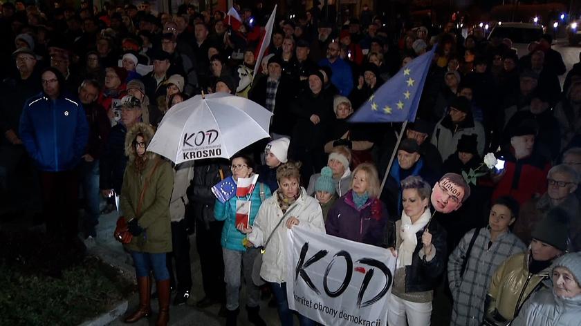 Protest w obronie sądów w Krośnie 