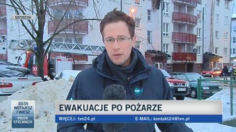 Relacja reportera z miejsca pożaru (TVN24)