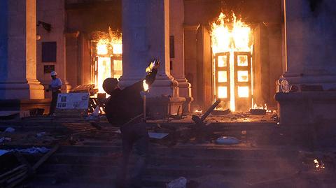 Reporter TVN24 o pożarze w Odessie