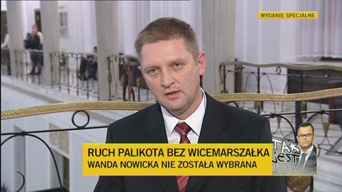 Rzecznik "Ruchu Palikota" o głosowaniu nad Wandą Nowicką (TVN24)