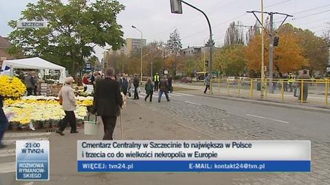 Sytuacja przed szczecińskim cmentarzem (TVN24)